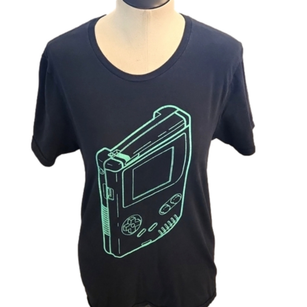 Mens Nintendo Gameboy Vintage Inspired Black & Green Tee Size Small.